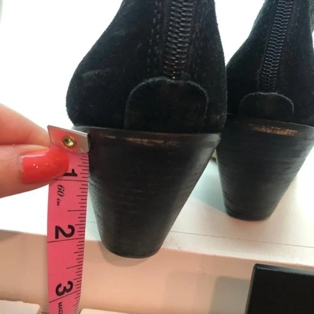 BCBG generation black stacked heel booties leather